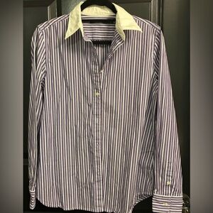 Women’s Like New LAUREN Striped Purple and White Shirt. Size Medium